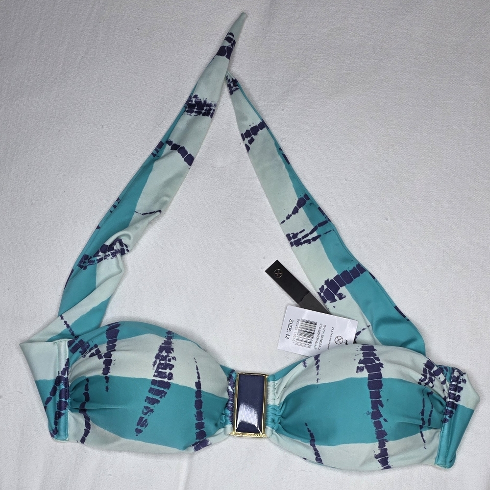 ViX Paula Hermanny Batik Bandeau Bikini Top - Blue Teal - Size M - NWT - Picture 2 of 11